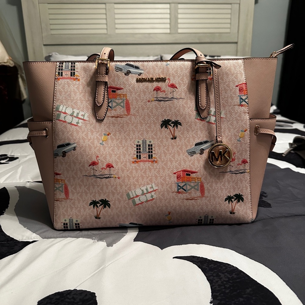 Michael Kors Pink and Tan Structured Tote